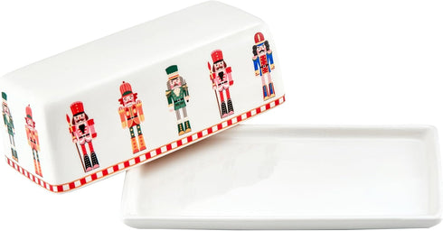 Counter, Countertop, Bico Christmas Soldier Ceramic Butter Dish with Lid, Wide Butter Keeper for Kitchen Microwave