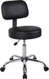Boss Office Products Be Well Medical Spa Stool with Back, Vinyl, Black