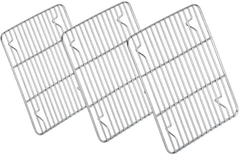 TeamFar Stainless Steel Baking Rack, Cooling Roasting Rack for Toaster Oven Pan, Set of 3 (9.7’’ ×7¼’’), Healthy & Non