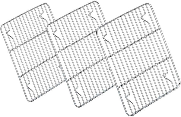 TeamFar Stainless Steel Baking Rack, Cooling Roasting Rack for Toaster Oven Pan, Set of 3 (9.7’’ ×7¼’’), Healthy & Non