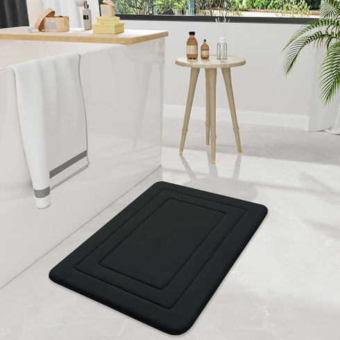 Arotive Memory Foam Bathroom Rug Mat 24x16, Ultra Soft and Absorbent Bath Mat, Machine Wash Dry, Comfortable Bath Rug Carpet for Bathroom Floor, Tub and Shower, Black by Arotive
