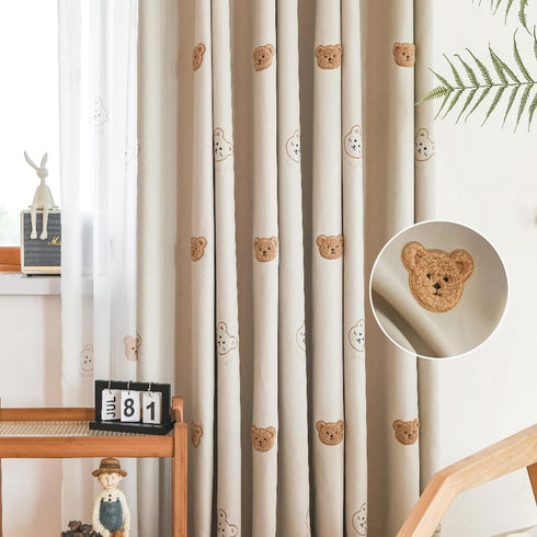 Cartoon Bears Kids Blackout Curtains for Babys Bedoom Living Room Grommet Top