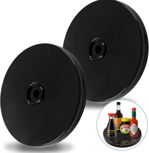 Bivethoi 2 Pack Mini Turntable Organizer, Black Rotating Tray, Acrylic Ball Bearing Plate