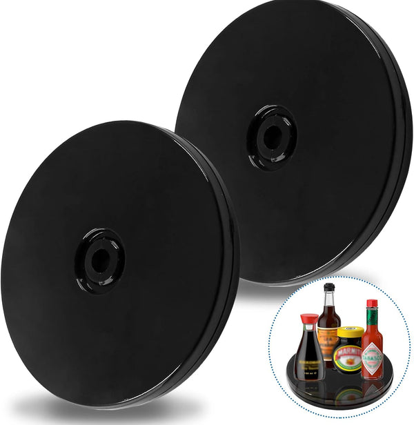 Bivethoi 2 Pack Mini Turntable Organizer, Black Rotating Tray, Acrylic Ball Bearing Plate