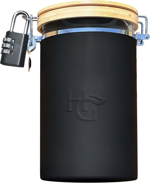 Herb Guard 5 Ounce Airtight Jar with Combo Lock and Built-in Hygrometer