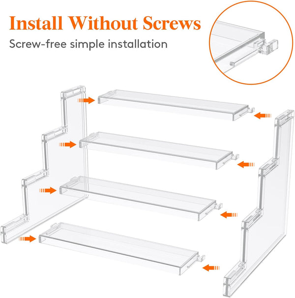 Lifewit 4 Tier Clear Display Risers Stand, Plastic Organizers for Figures, Cupcake, Dessert, Desktop Display