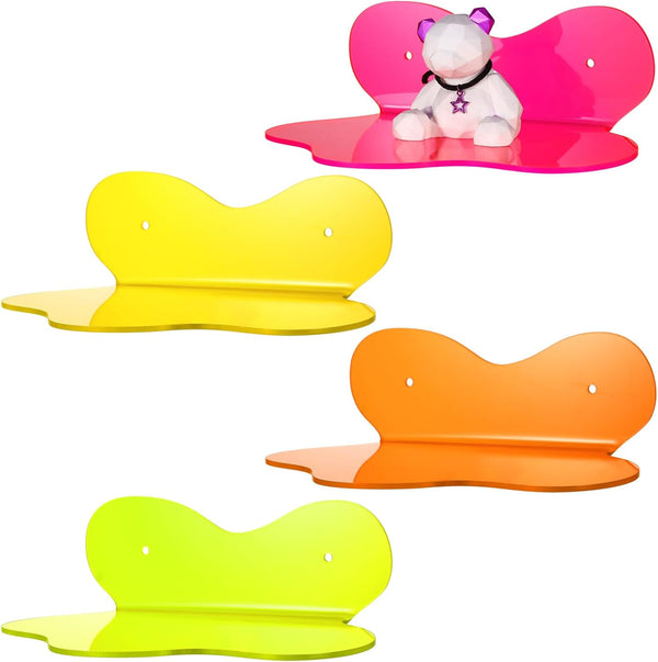 Soaoo 4 Pack Acrylic Small Floating Shelves Neon Acrylic Floating Shelf Colorful