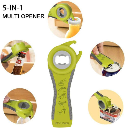 Jar Opener, 6 In 1 Bottle Opener for Weak Hands, Multifunctional Lid Opener Kit for Seniors & Kids