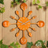 Timelike 16" Metal Kitchen Cutlery Utensil Spoon Fork Wall Clock, Creative Modern Home Decor, Orange
