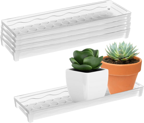 JoyHuaTrade 5 PCS Plastic Plant Tray Saucer, Rectangular Windowsill Plant Drainage Stand for