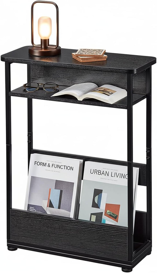Narrow Side Table,3-Tier Slim End Table with Storage Shelf,Modern Sofa Table Thin