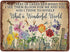 Dragonfly What A Wonderful World Flowers - Funny Metal Tin Sign Wall Decor, Retro Tin Sign Vase Flowers Poster