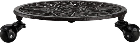 Fasmov Plant Caddy Cast Iron Plant Stand Plant Pallet Caddy Plant Pot with Heavy Duty Wheels Indoor Outdoor Planter