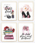 Eleville 8X10 Unframed Set of 4 Modern Fashion Woman Art Prints, Inspirational Quotes for Kids Room Decor