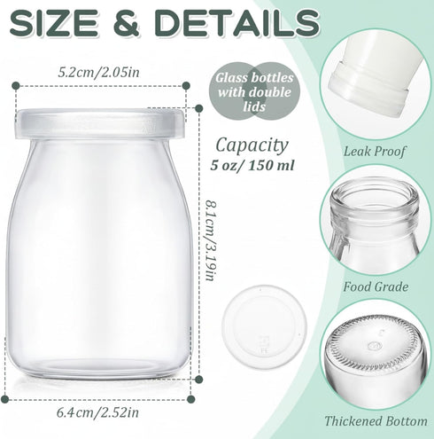 24 Pack 5 oz 48 Zubebe Christmas Glass Milk Bottles with Lids - Versatile Small Glass Jars for Holiday Party Favors