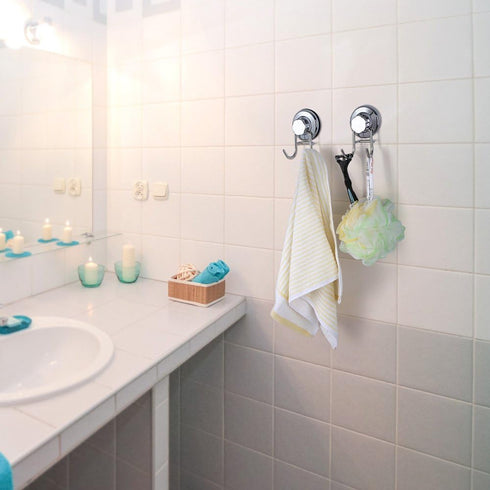SANNO Suction Cup Hook Holder, Super Power Vacuum Suction Bath Hook, Rustproof Stainless Steel, Set of 3