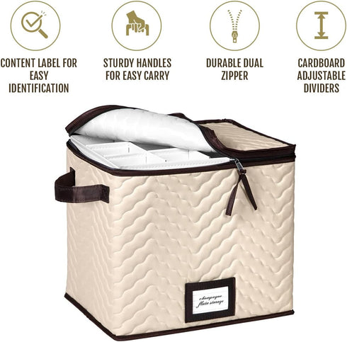 Hold N Storage Wine Glass Storage Set of 2, Each Holds 12 Champagne Flute Glasses Up to 11" H