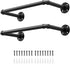 OROPY Industrial Pipe Clothes Rack, Set of 2 Heavy Duty Wall Mounted Black Iron Garment Bar