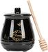 Kosmeey Ceramic Honey Jar with Wooden Honey Dipper-Honey Pot with Dipper- Honey Jar with Stand, Great Bee Decor