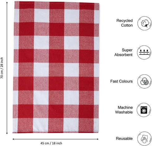 Encasa Homes Anti-Odour Kitchen Dish Towels: 28"x18" (4 Pc Set) Highly Absorbent, Quick Drying Cotton Tea Towels