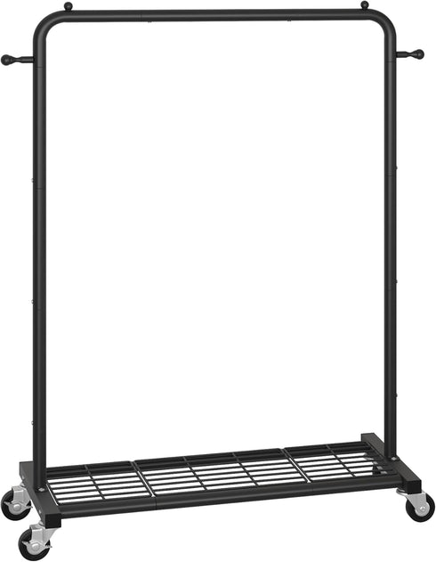 39.76" 16" 64.56" Sywhitta Clothing Rack on Wheels with Mesh Storage Shelf & Sturdy Metal Frame, Rolling Garment Rack
