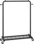 39.76" 16" 64.56" Sywhitta Clothing Rack on Wheels with Mesh Storage Shelf & Sturdy Metal Frame, Rolling Garment Rack