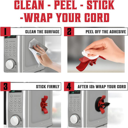 Kitchen Appliance Cord Organizer and Cable Ties, Stick-On Wrappers for Air Fryer, Pressure Cooker (8 Pack)