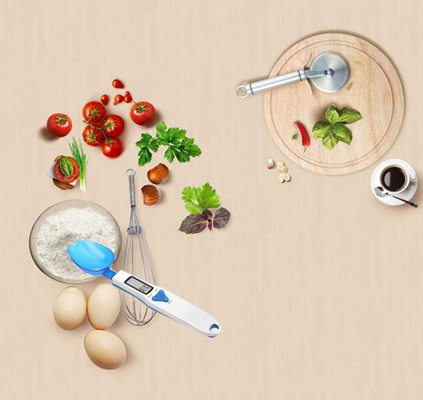 Meichoon Digital Food Scale with 3 Measuring Spoons, Portable LCD Display, Weighing Ingredients (1.1lb/500g)