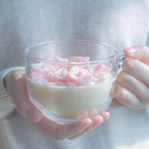 Romantic Sakura Cup Scented Soy Candle, Birthday Gift Wedding Favor