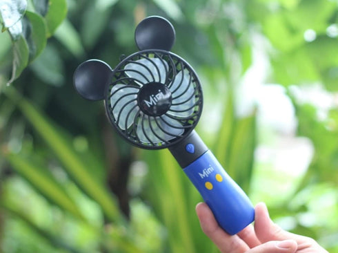 Kbinter Cute Personal Mini Fan - Handheld USB Rechargeable Fan with Colorful LED Light for Indoor Outdoor