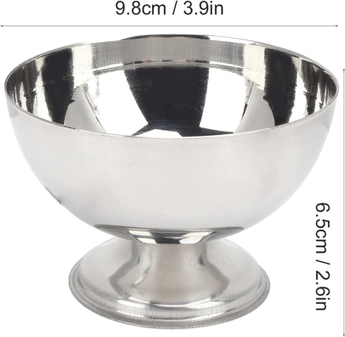 Pssopp Dessert Bowls with Forks, Stainless Steel Milkshake Cup, Medium Snack Dish for Ice Cream