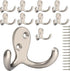 IBosins 10 Pack Heavy Duty Double Prong Coat Hooks, Wall Mounted with 20 Screws for Coat, Scarf, Bag, Towel, Key