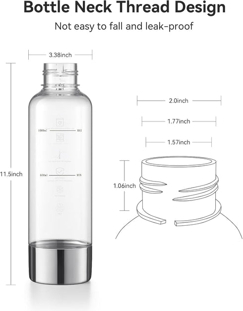 1L MOKKOM Soda Maker Bottle, Reusable Sparkling Water Bottles, BPA Free PET Carbonating Bottles, Replacement Bottle