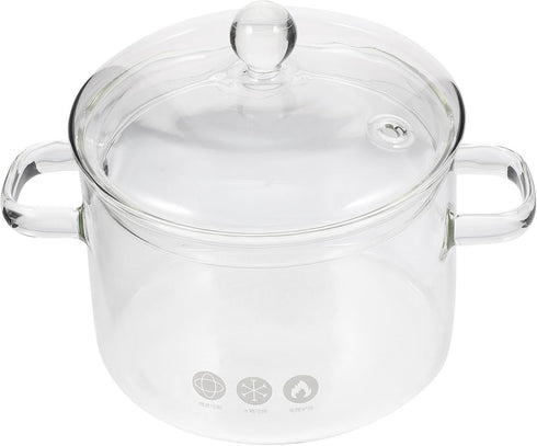 Clear Glass Saucepan with Cover and Handles, 1500ml Simmer Pot for Cooking Pasta, Noodle, Soup, Milk