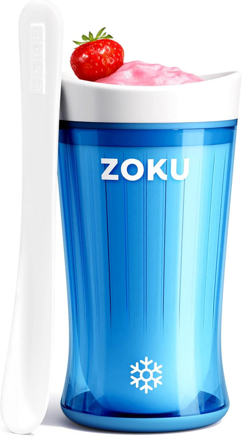 ZOKU Jumbo Slush and Shake Maker, Compact Make and Serve Cup for Smoothies, Slushies, Milkshakes, BPA-Free (Bright Blue)