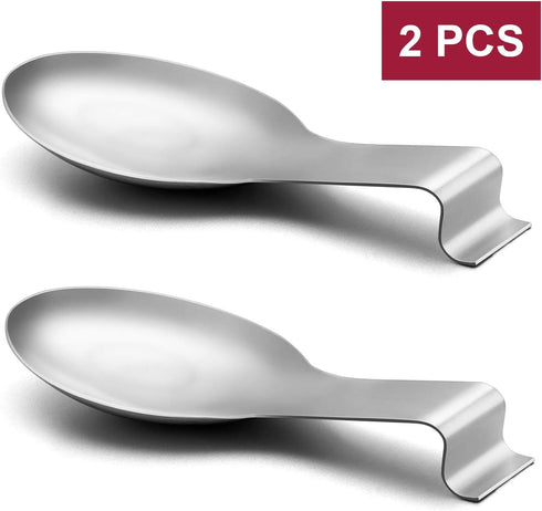 Spoon Rest Set of 2 - E-far Stainless Steel Spoon Ladle Holder for Kitchen Stove Top, Dishwasher Safe