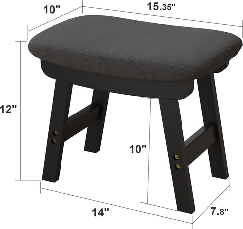 Compact Wooden Footrest Stool for Living Areas - Ideal Ottoman for Relaxation