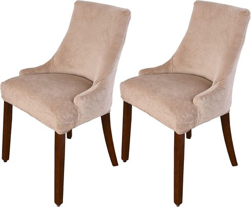 TOPCHANCES 2 Pack Velvet Wingback Side Chair Cover,Stretch Banquet Chair Cover Arm