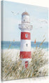 Beach Decor Lighthouse Wall Art - 12" x 16" Framed Seagull Canvas Prints for Home Living Room Office