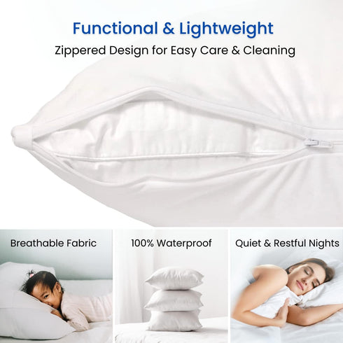 Guardmax Pillow Protector with Zipper Body Size - (1 Pack) - Waterproof and Bed Bug Proof Pillow Covers - Pillow Cases Protect Against Allergens, Dust Mites, Bed Bugs, and Liquid Spills.(20 X 55)
