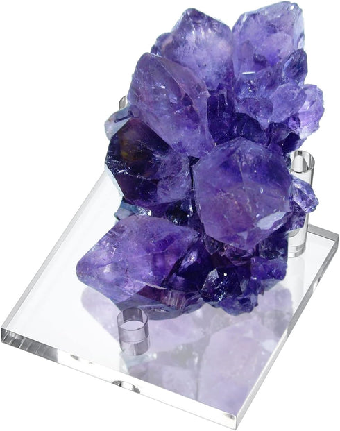 Hipiwe 4-Pack Clear Acrylic Display Stand, Three-Peg Easel Stands for Fossil Coral, Geodes, Rock Mineral Collectibles