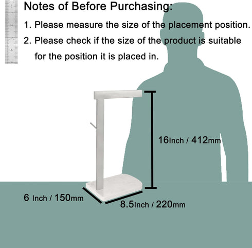 Hand Towel Stand for Bathroom with Marble Base, 304 Stainless Steel L Shape Towel Rack, Free-Standing Bar for Kitchen
