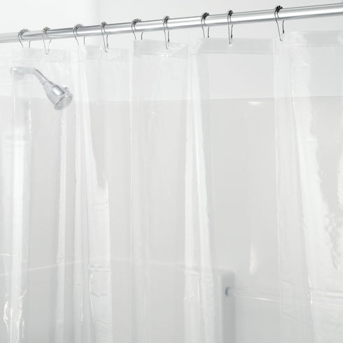 iDesign Vinyl Shower Liner, PVC-Free Curtain with Magnets, Long, Clear