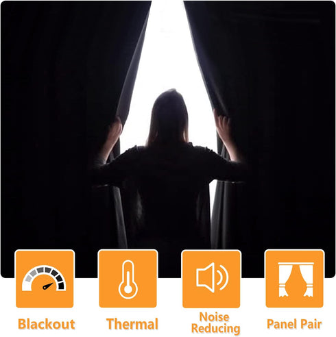 2 52 45 Inch Hiasan Blackout Curtains for Bedroom - Thermal Insulated & Light Blocking Window Curtains for Living