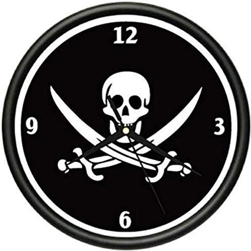 SignMission Jolly Roger Pirate Wall Clock, Skull Art