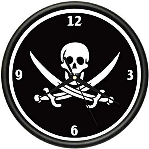SignMission Jolly Roger Pirate Wall Clock, Skull Art