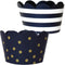 Navy Blue and Gold Cupcake Wrappers - 24 Count Reversible Party Decoration Supplies for Nautical Baby Shower, Military