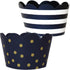 Navy Blue and Gold Cupcake Wrappers - 24 Count Reversible Party Decoration Supplies for Nautical Baby Shower, Military