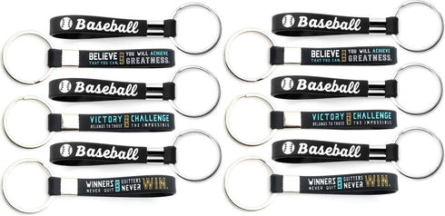 Inkstone Baseball Keychains, 12 Pack, Sports Inspirational Quotes, Flexible Gifts for Your Team, Friends, Colleagues