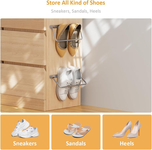 frmmy 2 Packs i Foldable Wall-Mounted Shoe Rack- Aluminum Hanging Shoe Organizer, Efficient Holder and Storage Rack